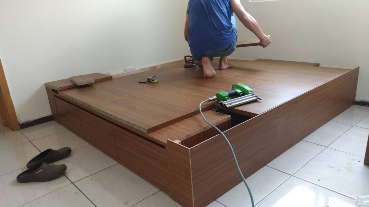 新竹木地板公司研發出可自行DIY架高收納木地板